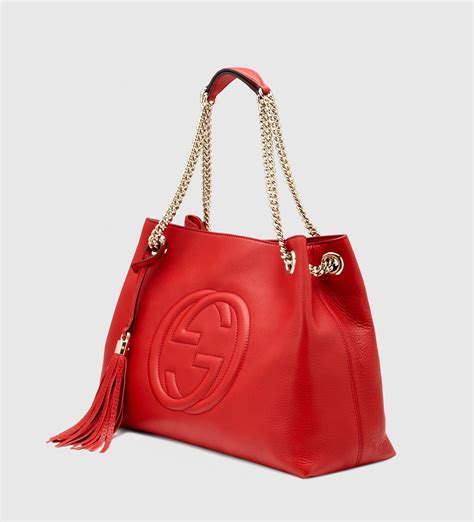 gucci leather large soho shoulder bag red|Gucci soho diamond bag.